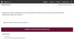 Acta de matrimonio en línea de Chiapas